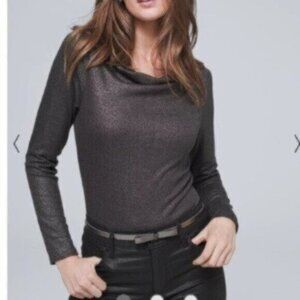 NWOT White House Black Market Draped Metallic-Knit Top